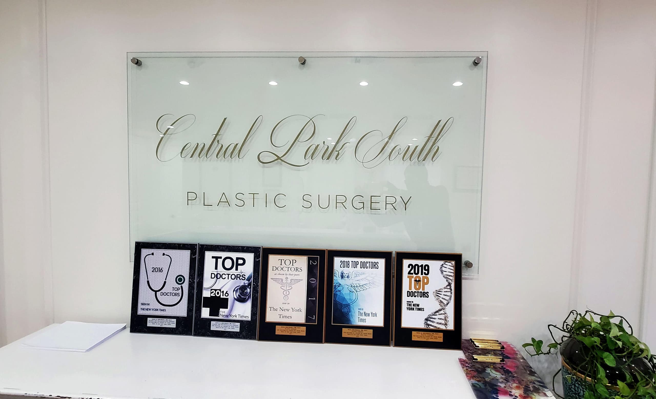 The Central Park South Plastic Surgery reception desk at Hudson Face & Eye